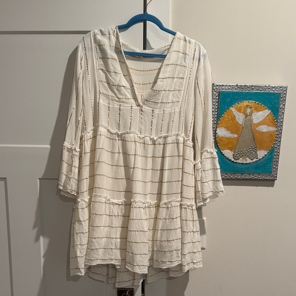 En Creme Cream Striped Top